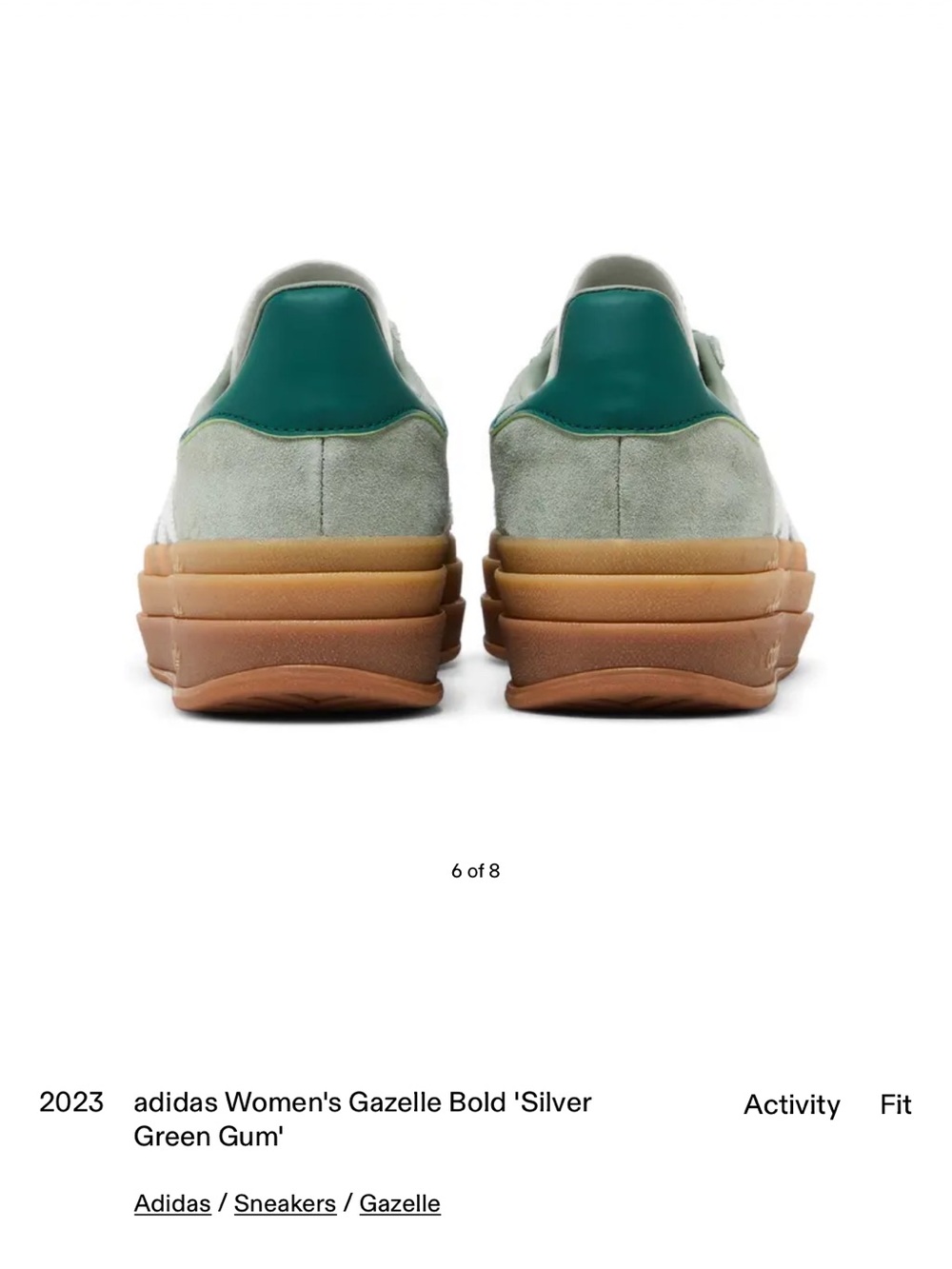 Adidas Gazelle Platform Bold Retro Modern Heritage Silver Green Gum Sneakers 8 - Picture 7 of 9